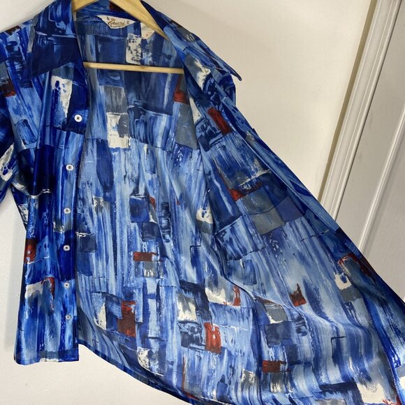 Vintage Capri West Townline 70s Men L Disco Psychedelic Polyester Button Shirt - Picture 7 of 7